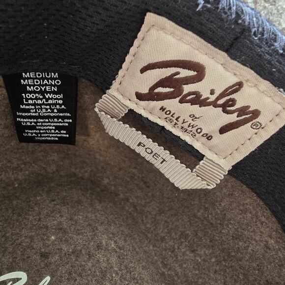 Bailey Hollywood Litefelt Packable Fedora MED Brown Water Repellent Classic EUC - Picture 6 of 11
